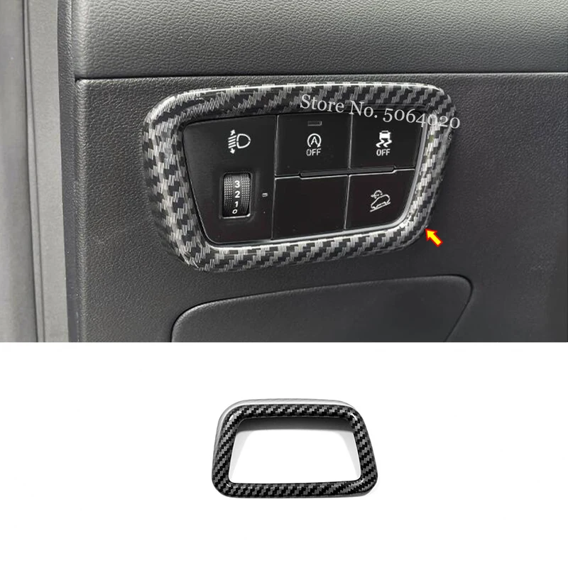 

For Hyundai Tucson 2021 2022 ABS Carbon fiber Car Headlamps Adjustment Switch Cover Trim Sticker Car Accessories Styling 1PCS