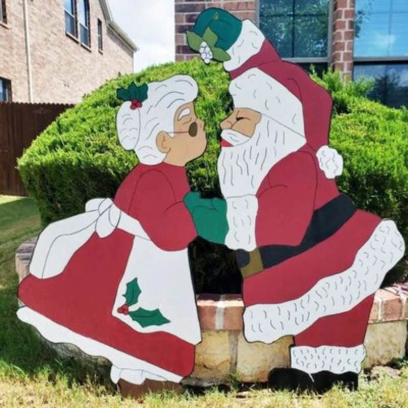 Decoraci&oacute;n divertida de Navidad para puerta de porche, adorno art&iacute;stico de madera para Patio, jard&iacute;n, exterior, Welocome, Pap&aacute; Noel, mu&ntilde;eco de nieve-0