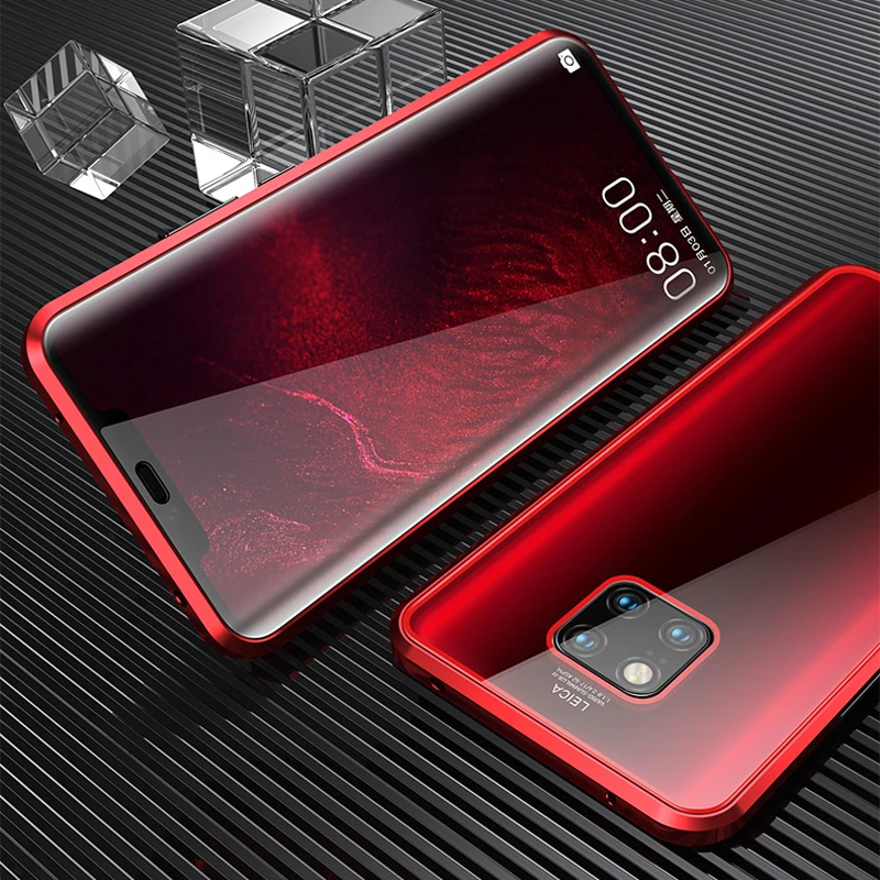 Роскошный металлический чехол с магнитным стеклом для huawei mate 20 Pro, чехол-Броня 360, защитная задняя крышка для всего тела, чехол для huawei mate 20Pro
