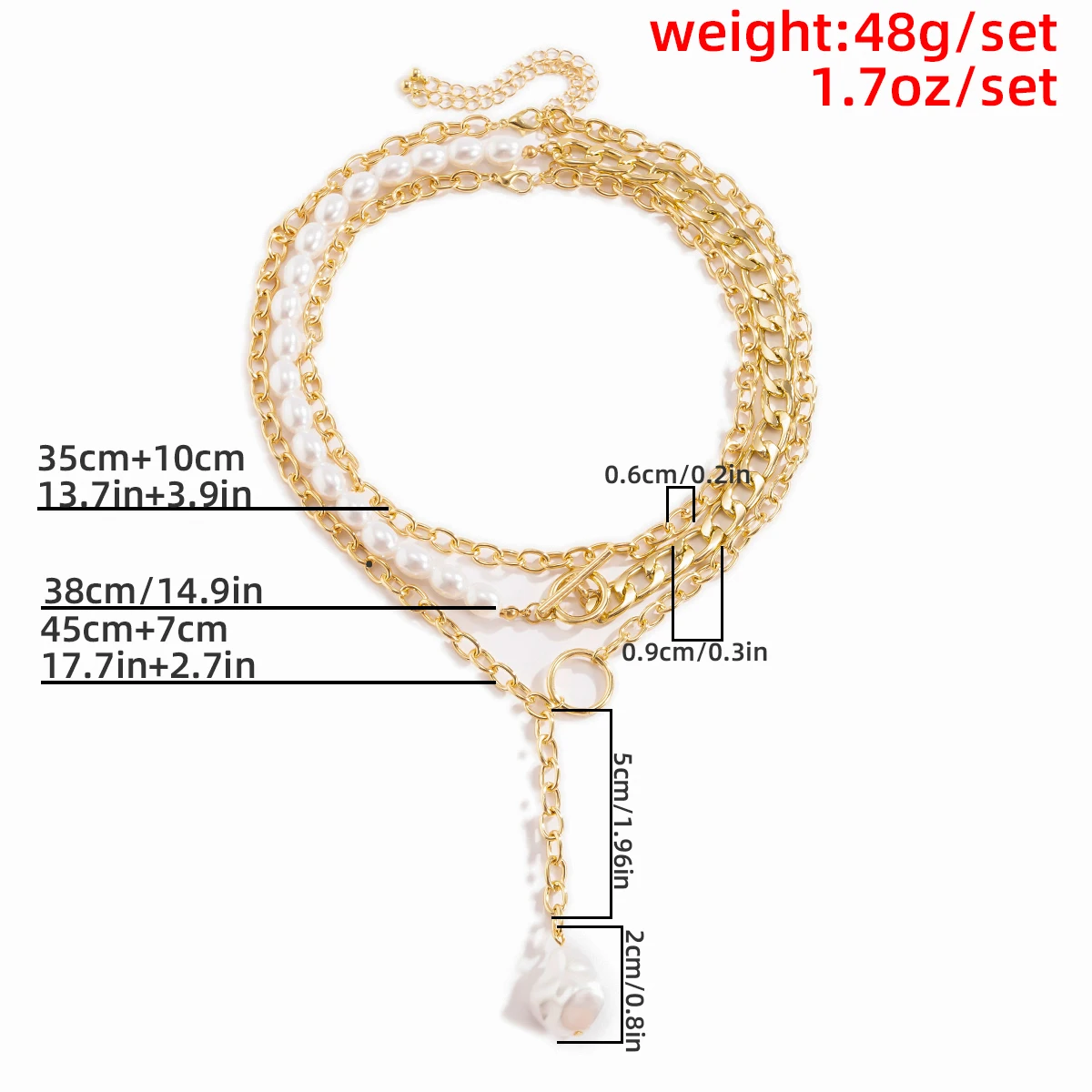 

3Pcs/Set Baroque Imitation Pearls Long Tassel Pendant Necklace For Women Punk Multi Layer Chain Choker Necklace Lasso Jewelry