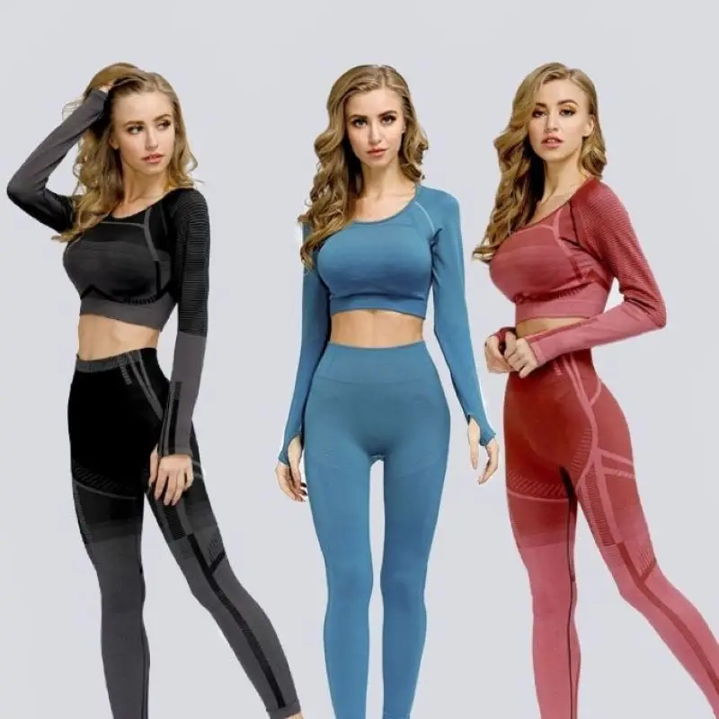 Женский набор для йоги Быстросохнущий укороченный топ спортивные Леггинсы