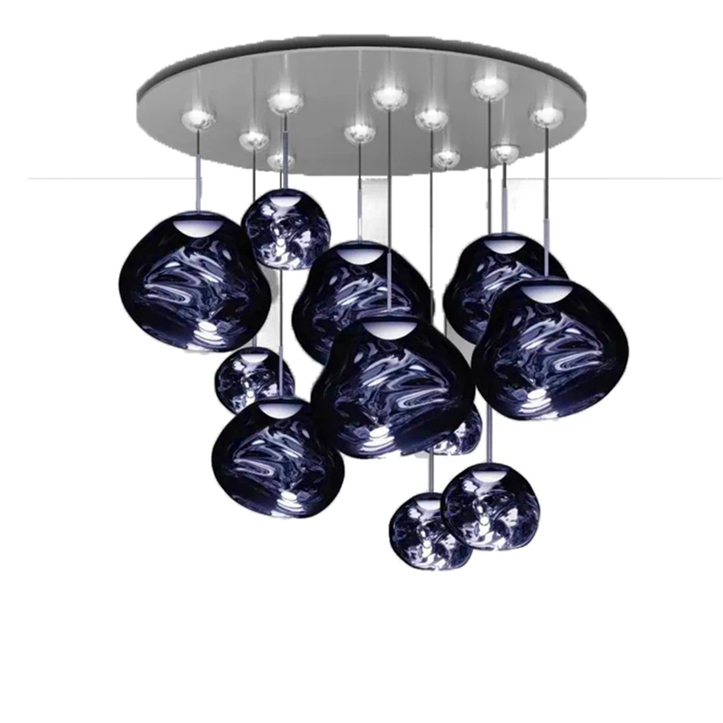 Постсовременная люстра из голубого стекла светодиодная лава для гостиной