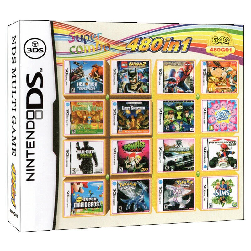 

Video Game DS 3DS Cartridge Card Game Console 480 In 1 MULTI CART