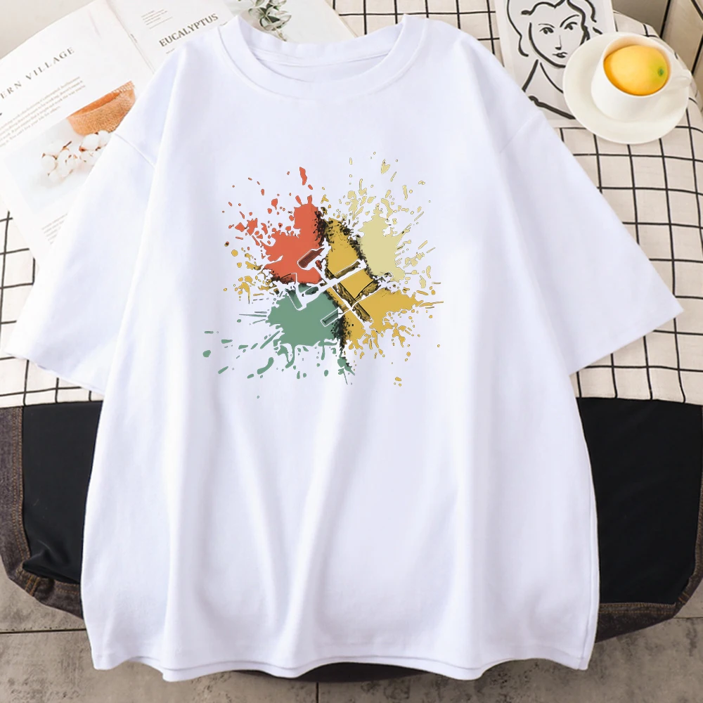 

Футболка женская летняя универсальная с принтом и круглым вырезом