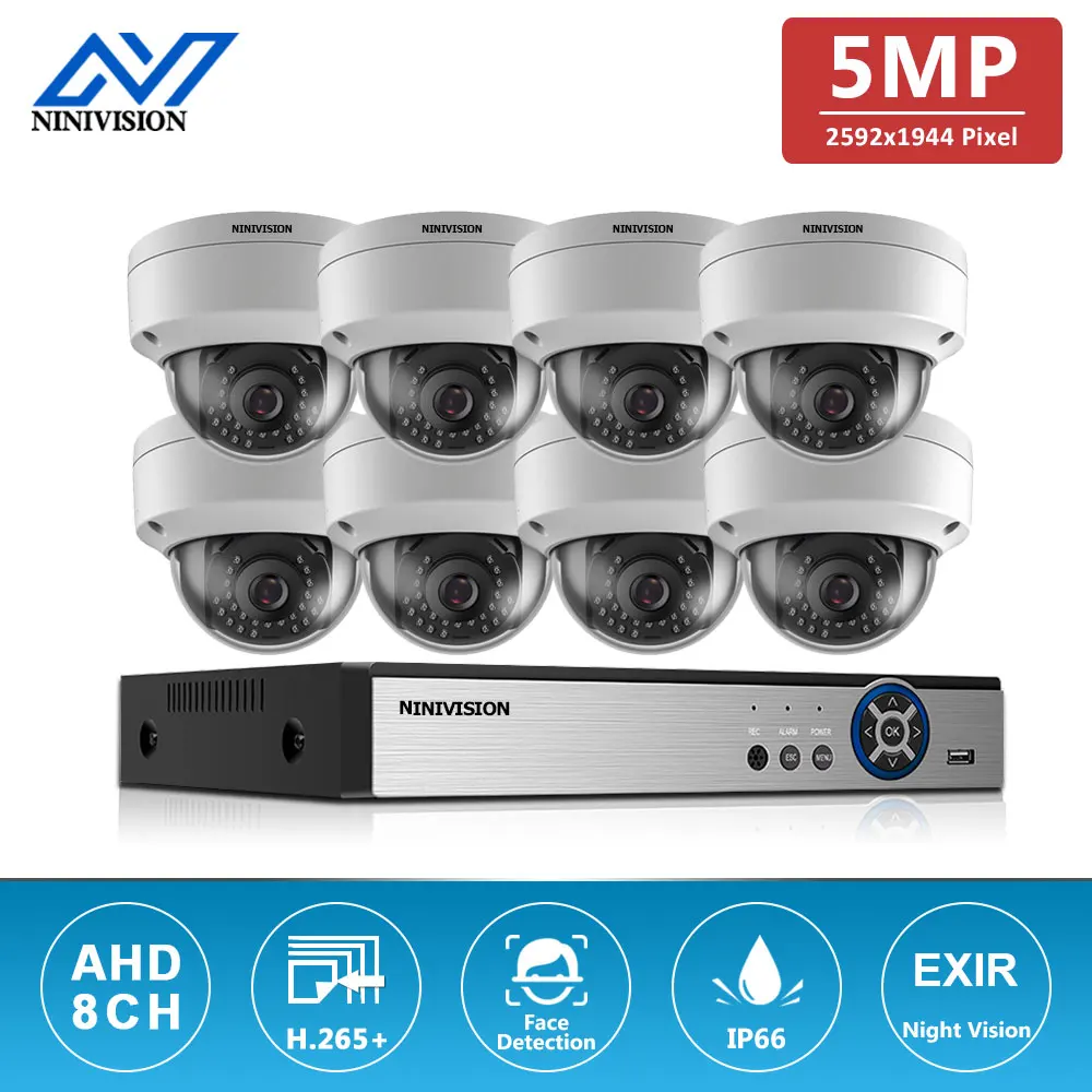 

Home Dome 5MP Security Camera H.265 8CH 5MP AHD DVR Kit 4/8Pcs in/Outdoor Motion Detetion CCTV Camera Surveillance System Kits