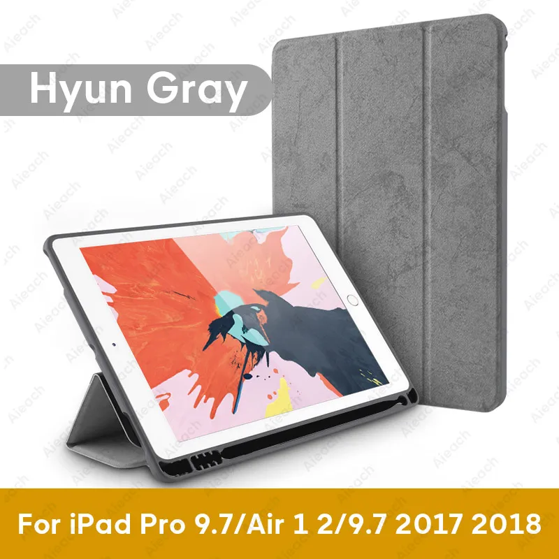 For iPad 9.7 Gray 02 Чехол для iPad 9,7 10,2 чехол с держателем карандаша умный кожаный тканевый силиконовый чехол для iPad Pro 9,7 Air 1 2 - Цвет: For iPad 9.7 Gray 02