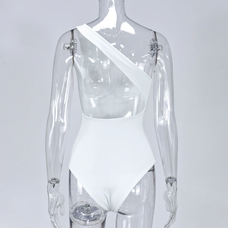

White One Shoulder Bodysuit Backless Sexy Body Mujer 2020 Women Halter Bodysuits Sleeveless Casual Stretch Overalls Body Femme