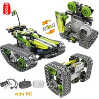 3in1 rc stunt robot motor auto buggy off road vehicle tracks creator high tech sand racing car moc building blocks toys for kids