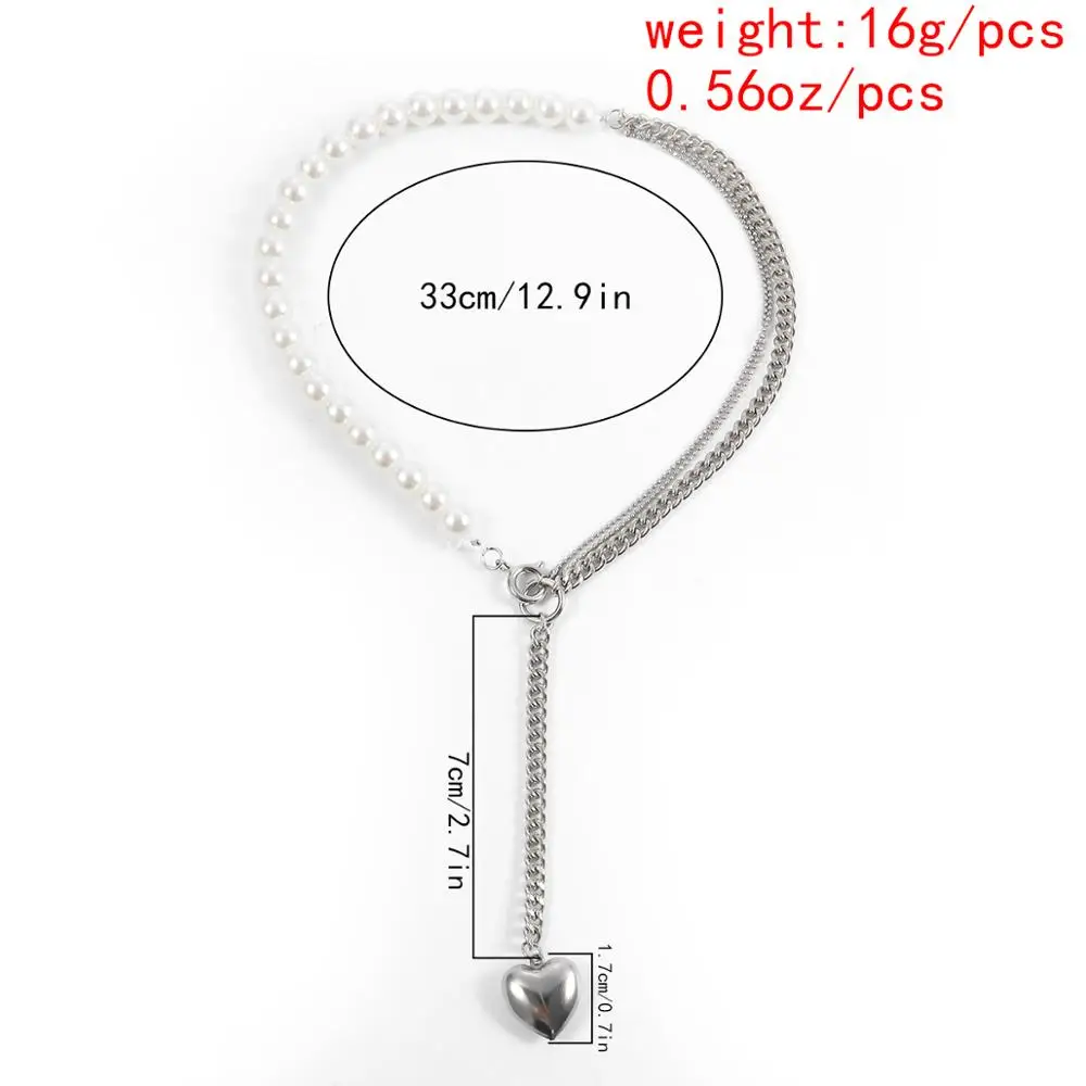 

Lacteo Bohemian Love Heart Pendant Necklace Summer Beach Imitation Pearl Chain Collar Choker Necklace Jewelry for Lover Gifts