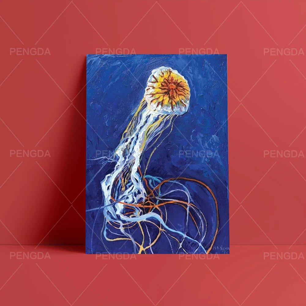 Настенное искусство модульный мультфильм Медуза холст домашний декор красочные