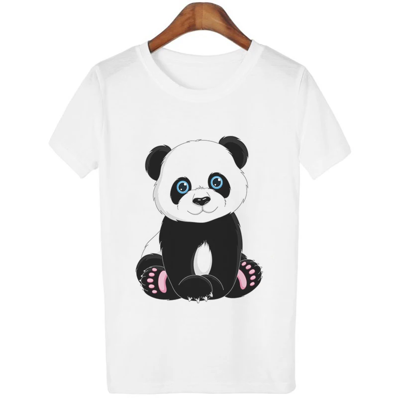 Винтажная Футболка Kawaii Panda Harajuku Женская Повседневная стильная футболка летняя