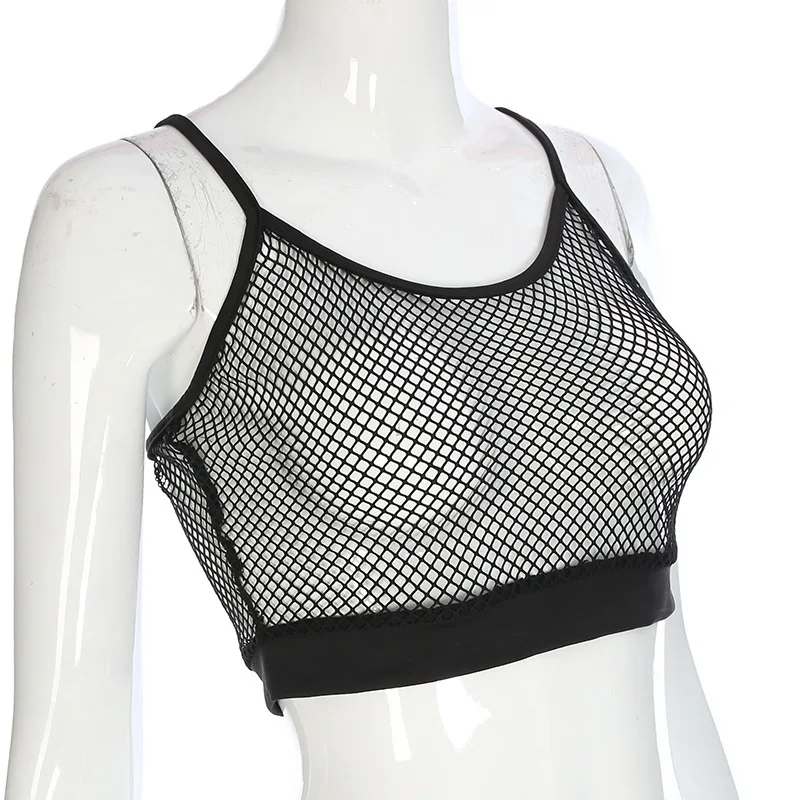 Женские сексуальные майки летние модные сетчатые открытые женские топы