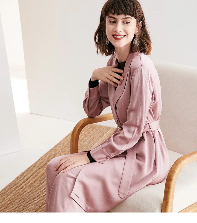 Длинный акриловый тренчкот с поясом POKWAI|Женские плащи и тренчи| |