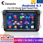 Автомагнитола Camecho, 2 din, Android 8,1, GPS, мультимедийный плеер для VWVolkswagenGolfPoloTiguanPassatb7b6leonSkodaOctavia