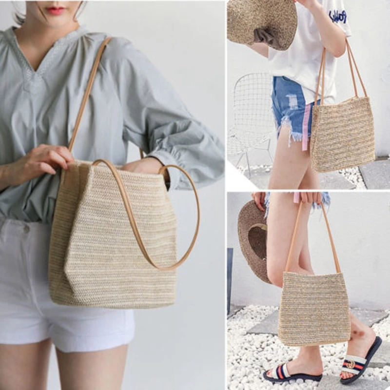 Fashion Women Straw Large Tote Beach Bag Shoulder Handbag Retro Rattan Woven Vintage Knitted Messenger Purse | Багаж и сумки