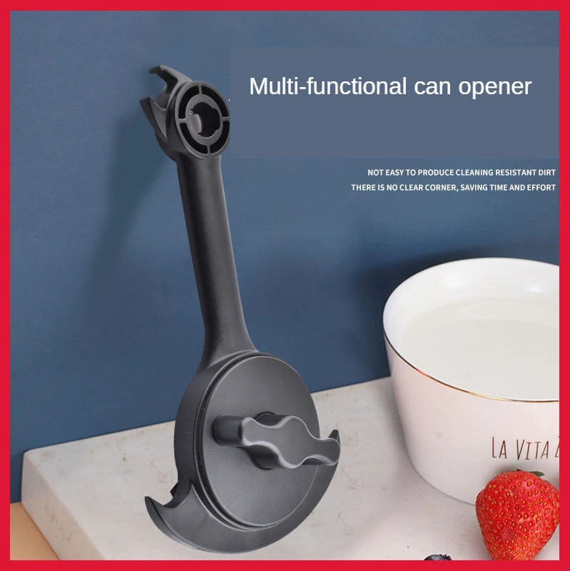 Abridor de Lata Manual de Aço Abridor de Garrafa Portátil ao ar Inoxidável Plástico Preto Multifuncional Livre Cozinha Casa Gadgets 15*25cm