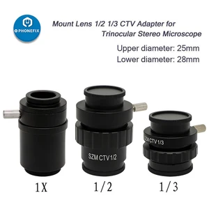 Адаптер для тринокулярного стереомикроскопа PHONEFIX, 0,5x 0,35x 1X C-mount Lens SZMC TV12 TV13 CTV, Сменные аксессуары