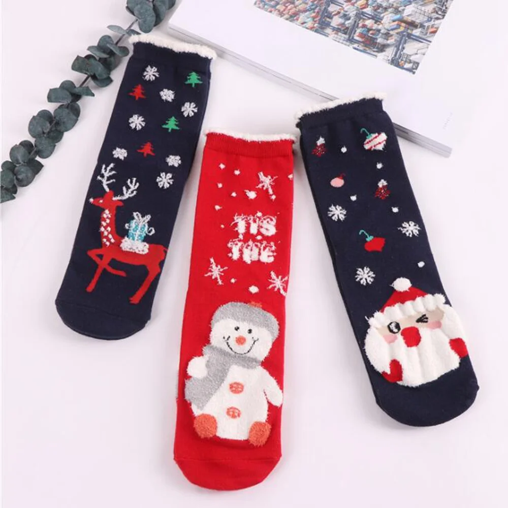 1 пара зимние рождественские носки милые женские с изображением оленя снеговика |