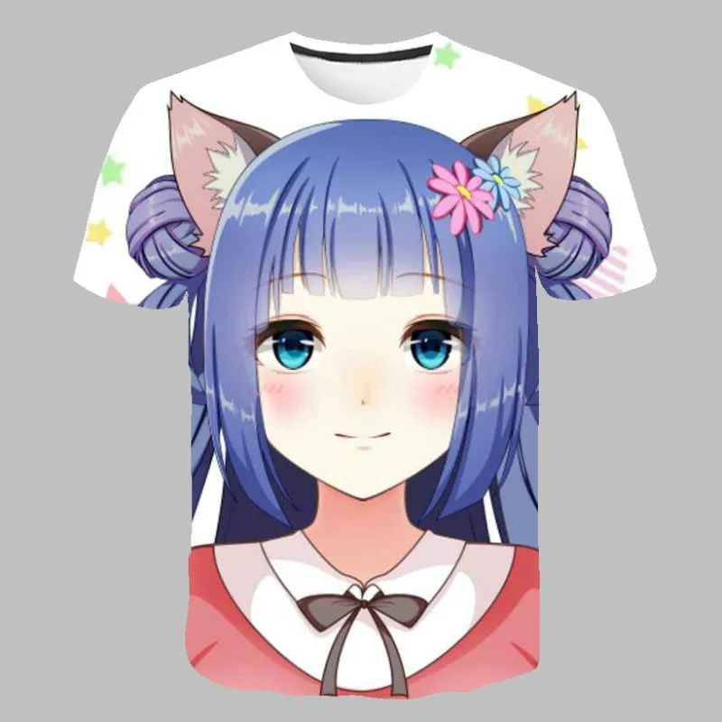 

2021 Summer New Boy And Girl Cute Pet Cute Cat 3D Printing Children's Fashion Casual Top Short-Sleeved T-Shirt
