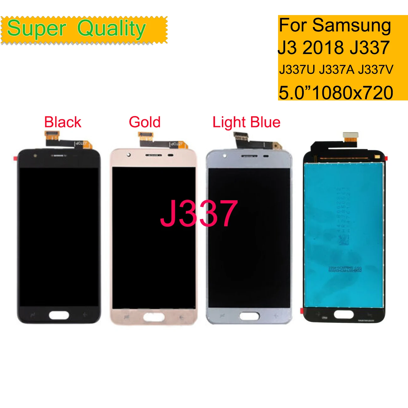 Pantalla LCD t&aacute;ctil para m&oacute;vil, montaje de digitalizador de repuesto para Samsung Galaxy J3 2018, J337, J337P, J337T, J337V, 10 unids/lote-0
