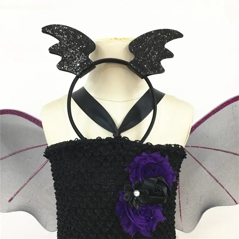 Хэллоуин летучая мышь платье сетка крылья для девочек Детский костюм косплей
