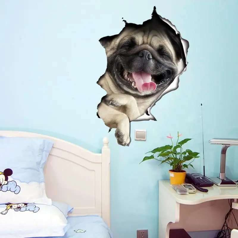 1 шт. модные 3D наклейки на стену в ванную туалете кошка собака милая форма окно пол