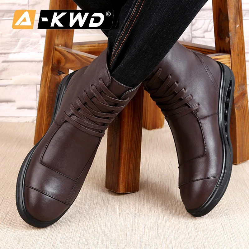 Мужские защитные ботинки из натуральной кожи рабочая обувь высокие берцы лифты