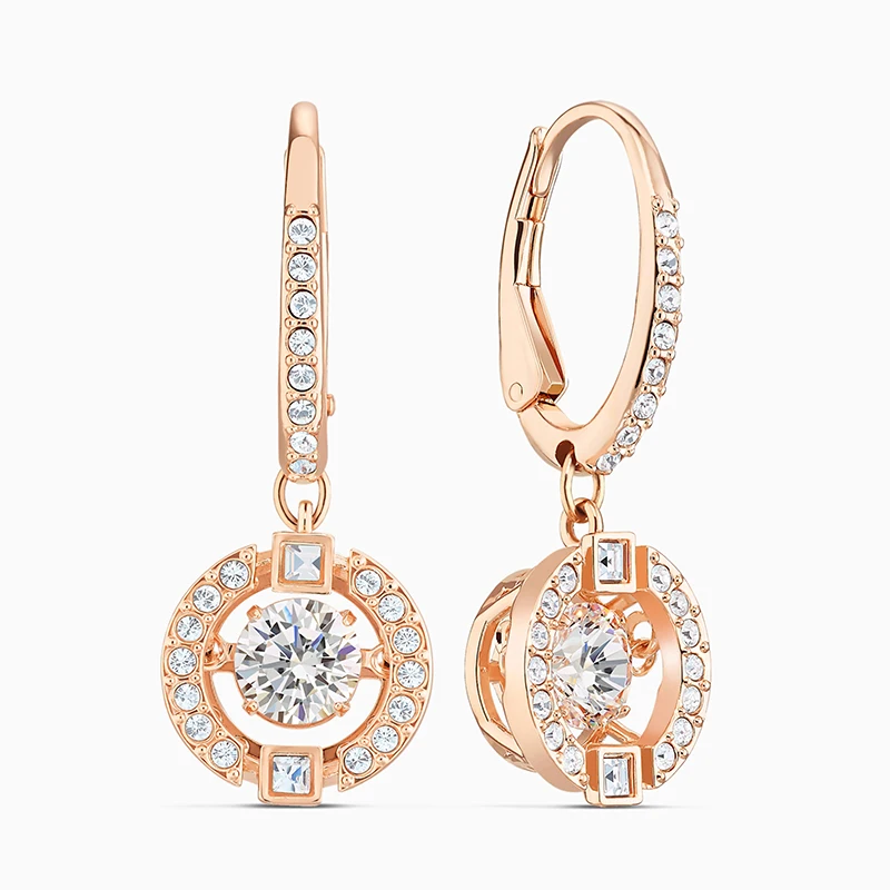 

2020 Fashion SWA New SPARKLING DANCE Pierced Earrings Rose Gold Kaleidoscope Suspended Jumping Pattern Crystal Romantic Gift for