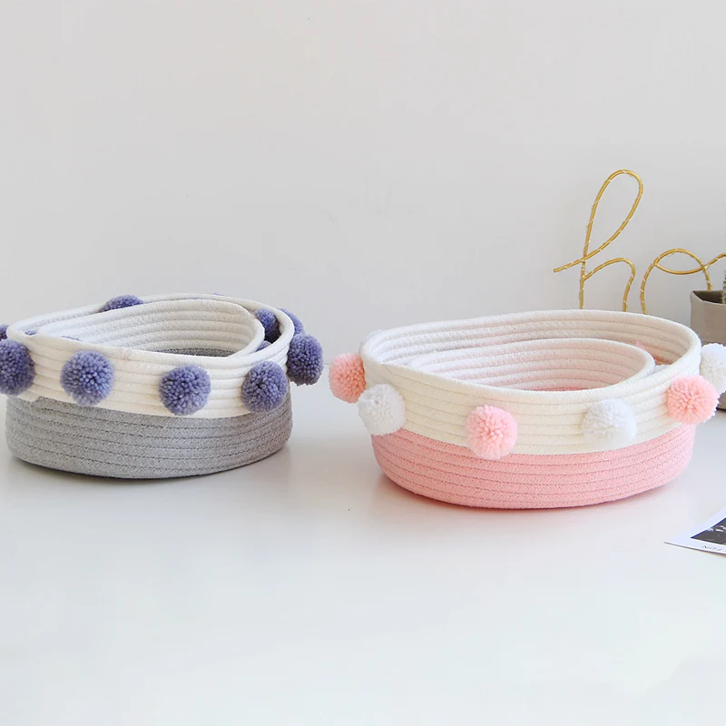 Настольная Косметическая корзина для хранения японская хлопковая веревка
