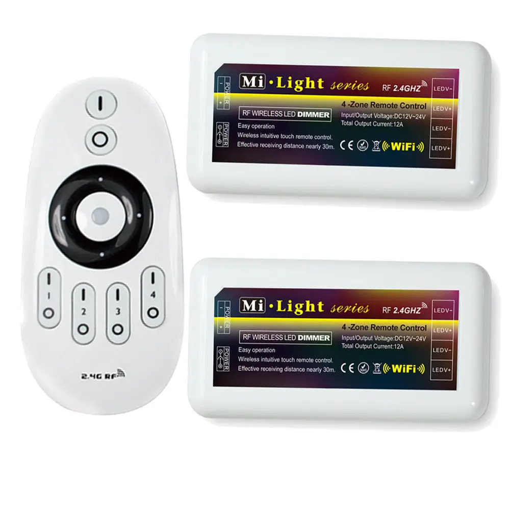 

Ми-светильник FUT007 монохромный 4-зона 12-24V LED диммер контроллер с 2,4 г RF подключение к WI-FI сигнала