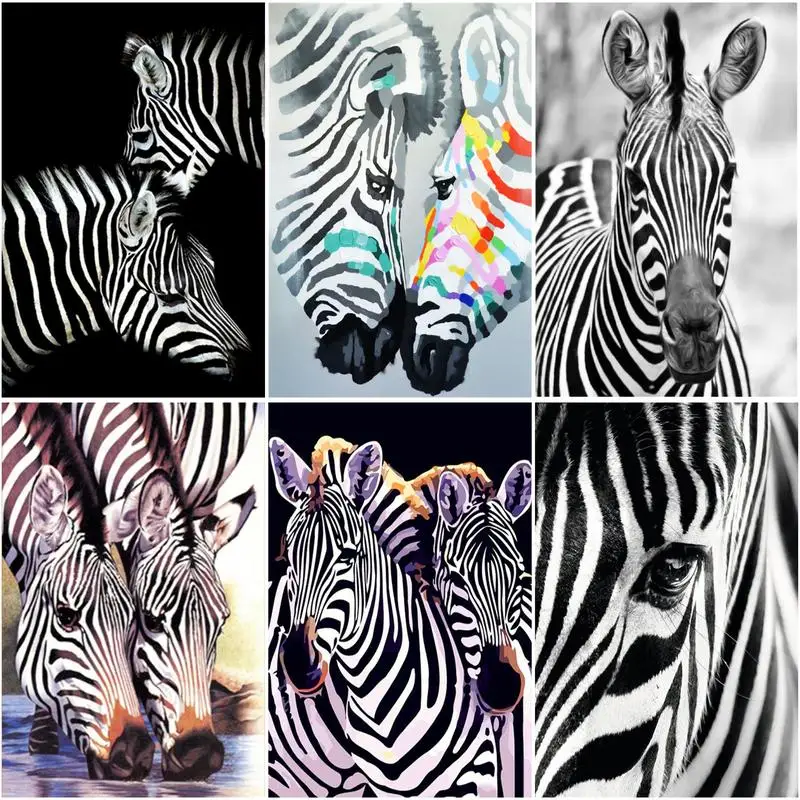 

CHENISTORY 60x75cm Frame Paint By Number For Adults Zebra Animals Picture By Numbers Acrylic Paint On Canvas Home Decors Art