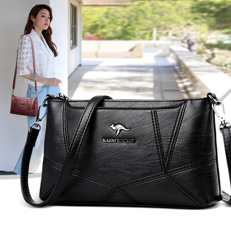 

Irregular Sewing Thread Simple Soft Leather Women Small Square Clutch Bags Ladies Lightweight Textured Shoulder Messenger Bag