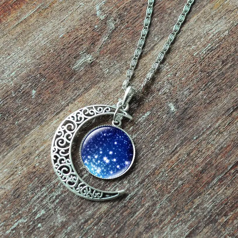 Ожерелье с подвеской Звездная ночь галактика планеты эффектные ювелирные