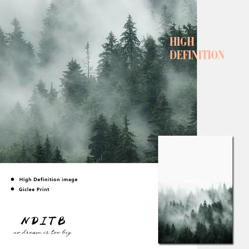 Настенная картина в скандинавском стиле постер на холсте с принтом леса