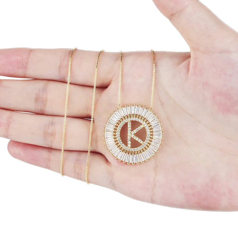 Медное циркониевое A Z ожерелье с подвеской в виде букв для женщин 26 цепочка