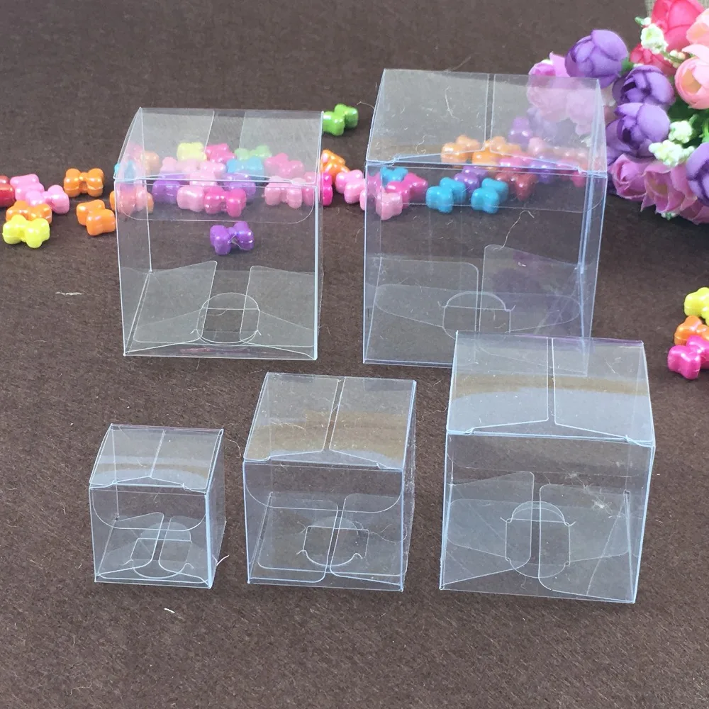 

50pcs/lot Clear PVC Favor Boxes Paper Chocolate Boxes Party Gifts Packaging Box