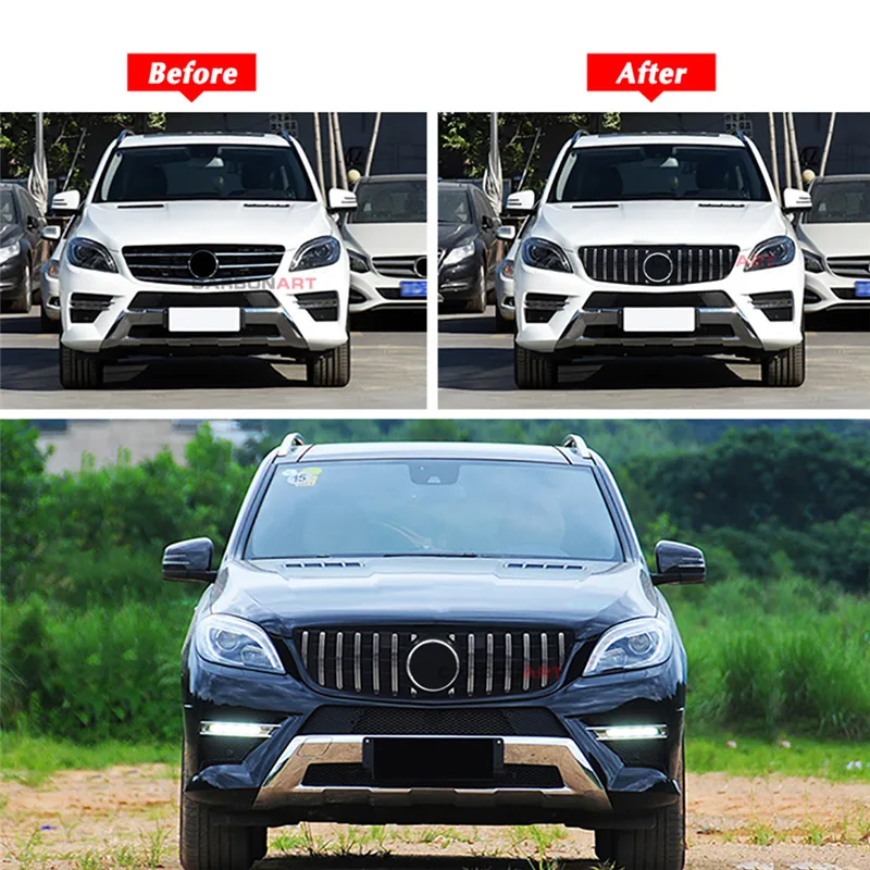 Передняя решетка для Mercedes Benz ML Class W166 2012-2015 GT ML300 ML320 ML350 ML400 ML450 серебристого цвета