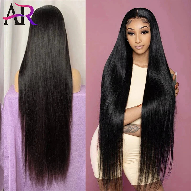 

A&R 30 inch 13x4 Lace Frontal Human Hair Wigs Pre Plucked Glueless Brazilian Straight 4X4 Lace Closure Wig with Baby Hair Remy