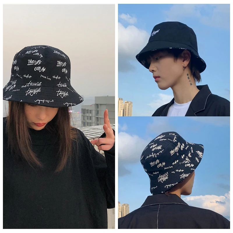 Двусторонняя Солнцезащитная китайская Панама с принтом унисекс | Аксессуары для