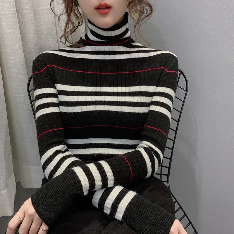 

Autumn Winter Sweater Pullovers Women Long Sleeve Casual 2020 Turtleneck Warm Basic Sweater Knit Jumpers Top
