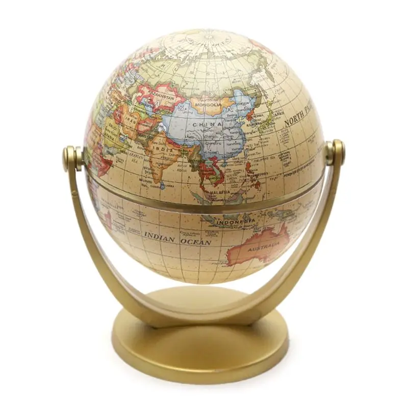 

Vintage English Edition Globe World Map Decoration Earth Globes with Base Geography Classroom Home Office Decoration
