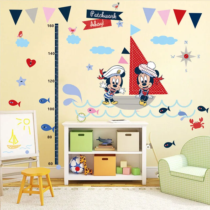 

Disney Wall Sticker Minnie Mickey Mouse Growth Chart for Kids Baby Bedroom Accessories GrowthChart DIY Big poster Free shipping