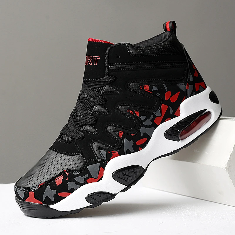 HUMTTO мужские баскетбольные кроссовки с амортизацией высокие черные уличные