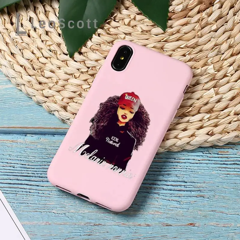 

bunz Melanin Poppin Aba Phone Case Candy Color for iPhone 11 12 mini pro XS MAX 8 7 6 6S Plus X 5S SE 2020 XR