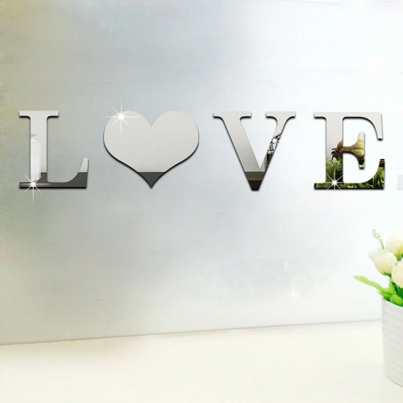 4 шт./компл. зеркало из ЭВА для мебели декор стен маленькая надпись HOME LOVE эффект