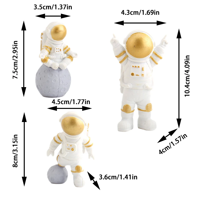 

3PCS Astronaut Decorations Attractive Doll Ornaments Happy Birthday Cake Decor For Children's Day Party Lovely Gifts