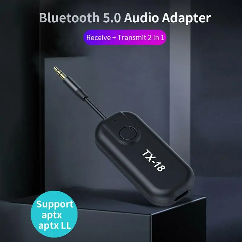 

2-In-1 Bluetooth5.0 Transmitter Receiver 3.5mm Aux Stereo APTX CSR Wireless Audio Adapter For Car PC TV Headphone