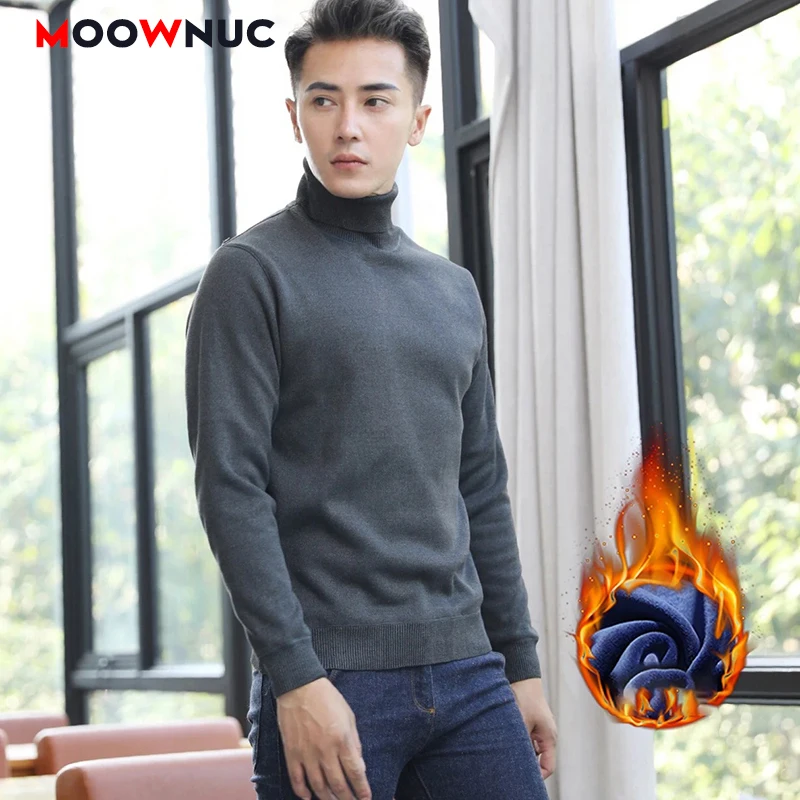 

2020 Fashion Sweater For Men Thick Casual Pullover Hombre Warm Solid High-Quality New Winter Autumn Long Sleeve Male Fit MOOWNUC