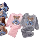 Осень-зима 2022, фланелевый Пижамный костюм для новорожденных, теплая одежда для сна для малышей, домашняя одежда для маленьких девочек и мальчиков, комплект одежды, плюшевый детский спортивный костюм