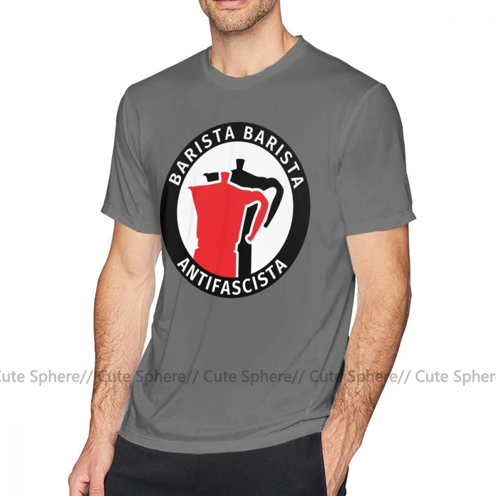 Футболка Antifa, футболка Barista Antifascista, 100 хлопок, футболка с коротким рукавом, милая Классическая футболка с принтом - Цвет: Dark Grey